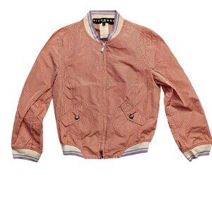 John Richmond Red & White Gingham Check Jacket w/ Lavender & White Cuffs Sz 44